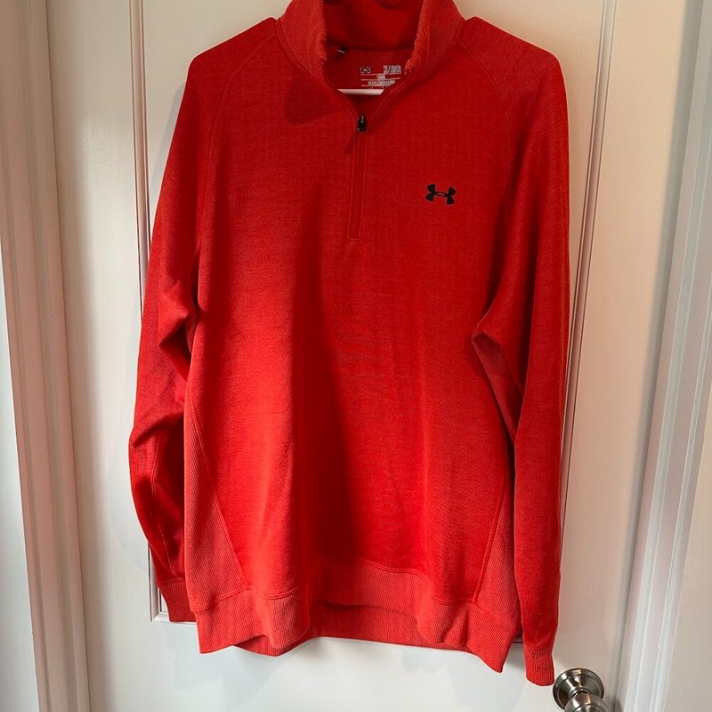 Mens Under Armour Storm quarter zip sweatshirt - orange color -size XL Loose fit